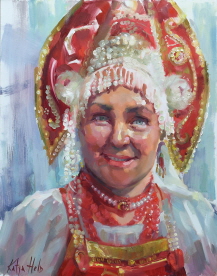 The moment Before a Folk Song, Draped in Pearls, Red and Gold. 2025