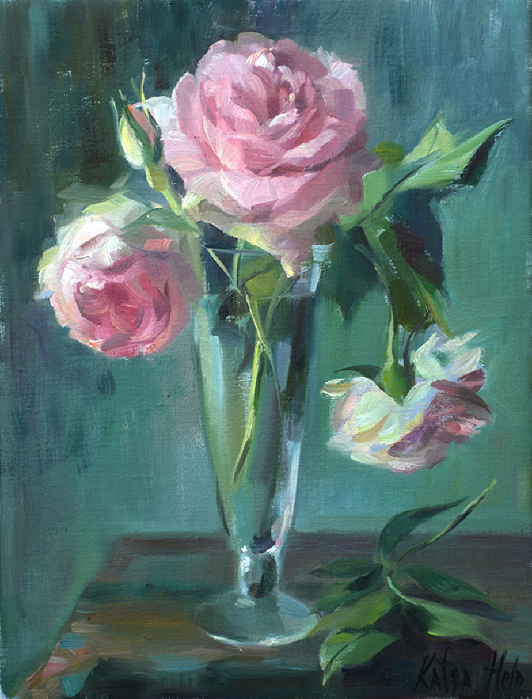 Eden Roses in Fluted Vase. 2018